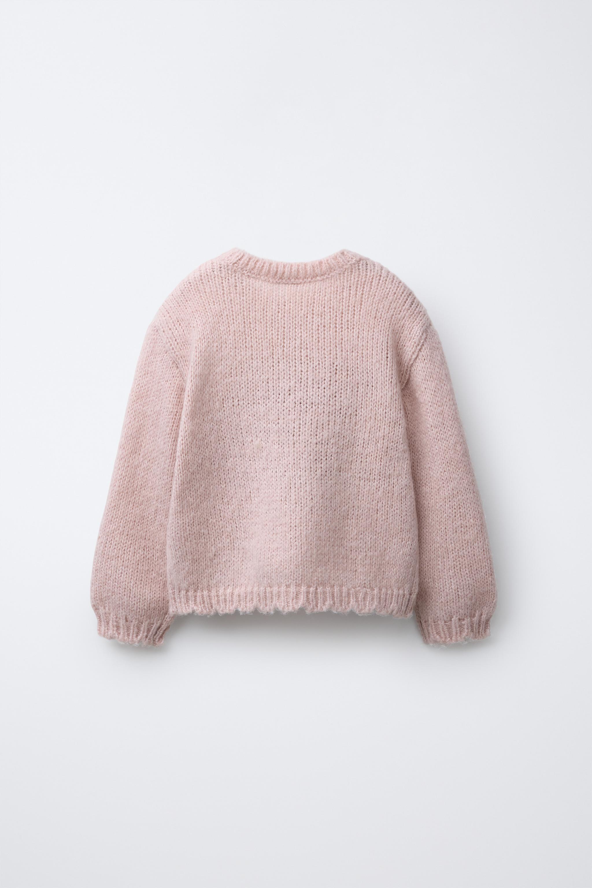 EMBROIDERED BEAR WOOL BLEND KNIT SWEATER
